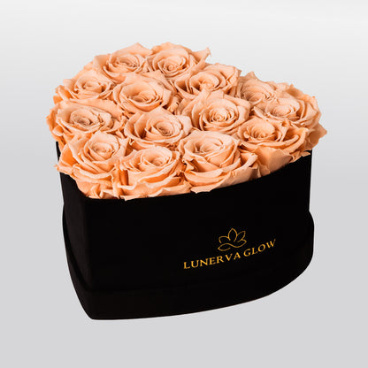 Infinity Blumenbox in Herzform aus Samt | LUNERVA GLOW 