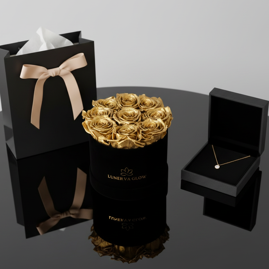 Black Round Flowerbox |Gold