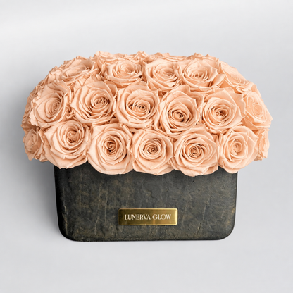 Black-Gold Oval Vase|Peach