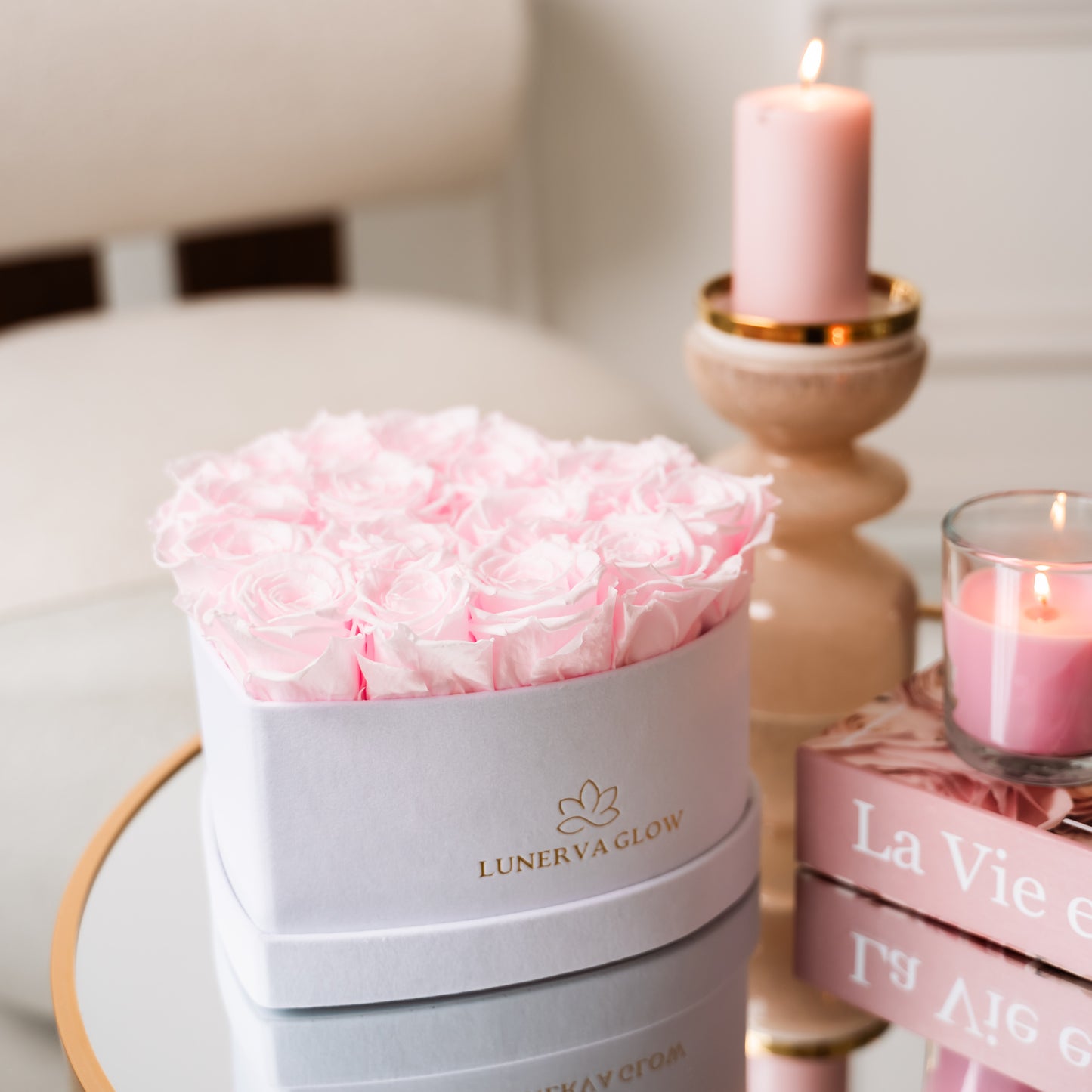 White Velvet Heartbox |Bridal Pink|M