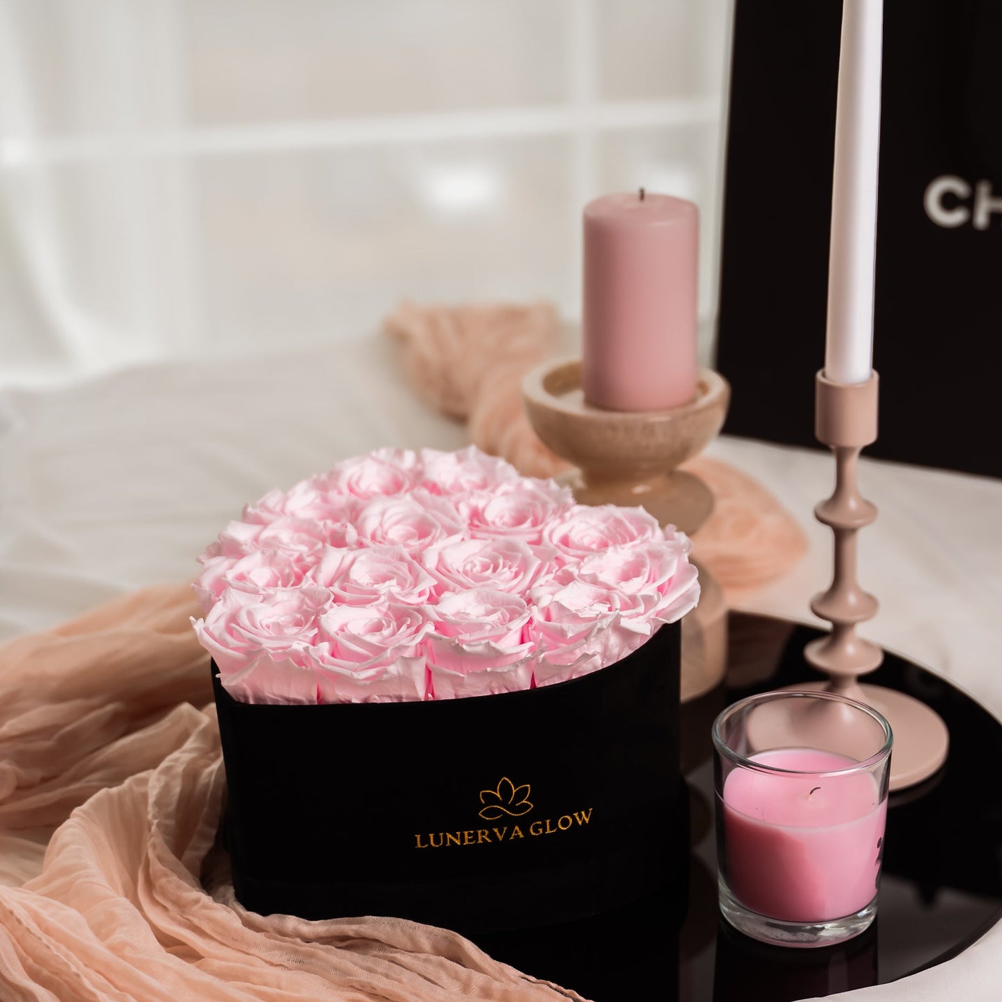 Black Velvet Heartbox |Bridal Pink|M