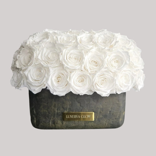 Black-Gold Oval Vase| White