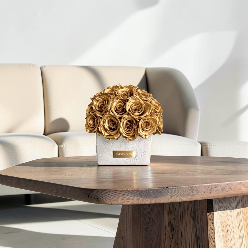 Beton Oval Vase XS|Metallic Gold