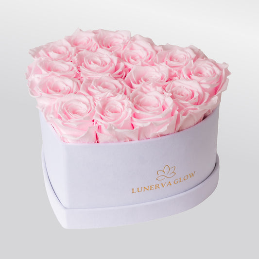 White Velvet Heart Infinity- Flower-Box |Bridal-pink|M