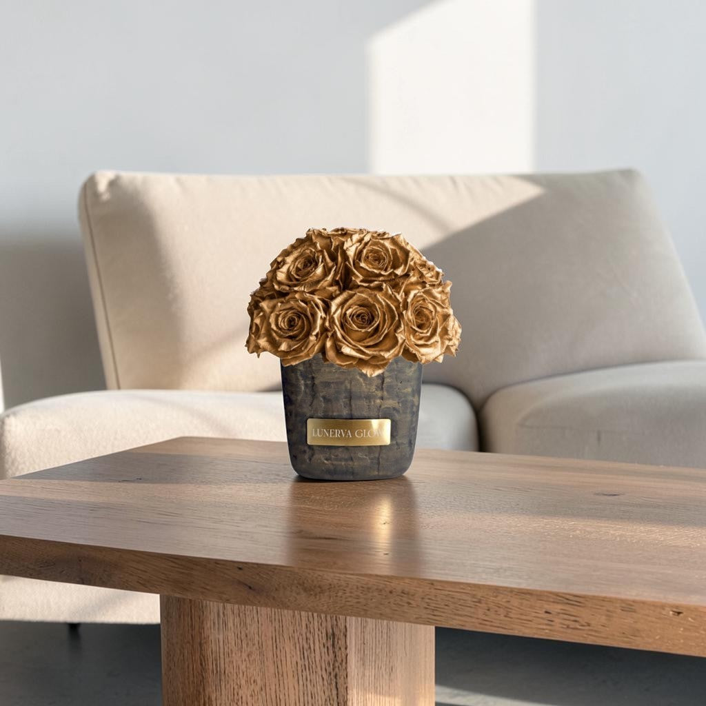 Square Solid Vase S| Metallic Gold
