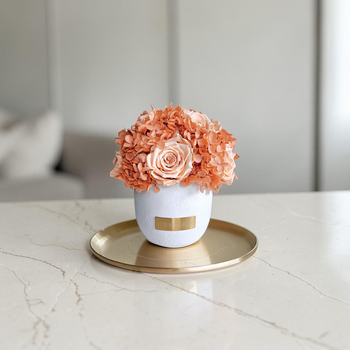 Solid Vase Hydrangea Mix | Peach