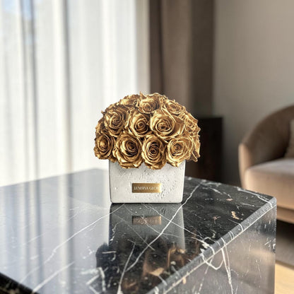 Beton Oval Vase XS|Metallic Gold