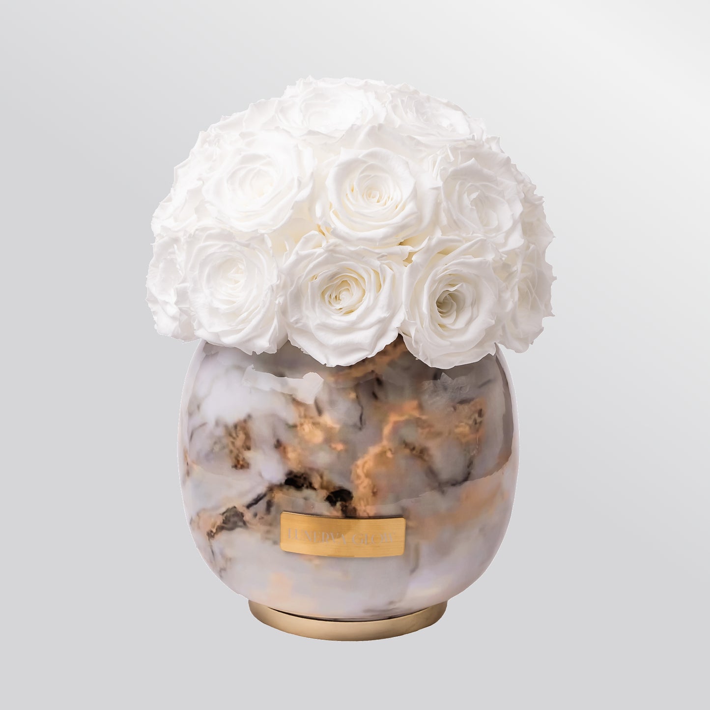 Premium White Marble Metal -Vase Infinity Rose | White |M
