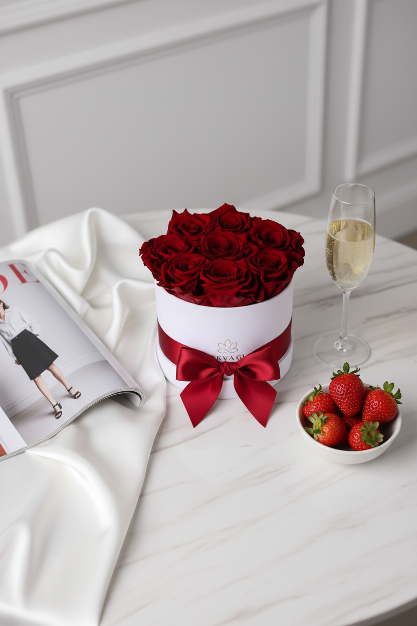 White Velvet Flowerbox |Red