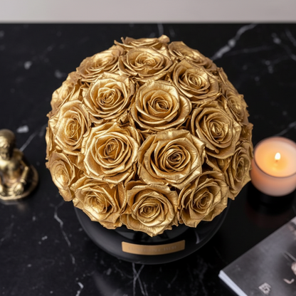 Black Glass Vase |Gold