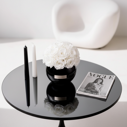 Black Glass Vase |White