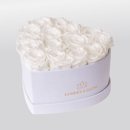 White Velvet Heart Infinity - Flowerbox |White| M