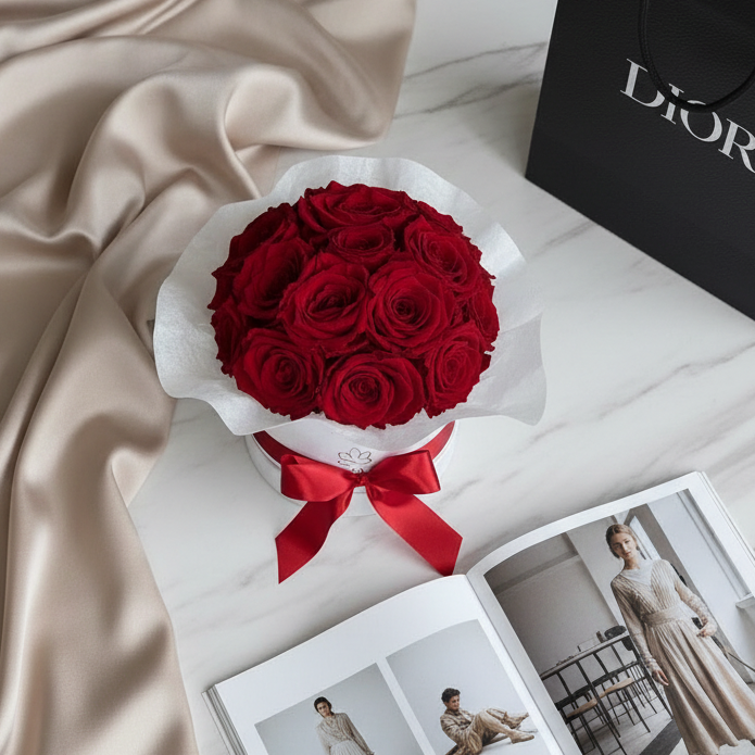 White Splendid Flowerbox| Royal Red
