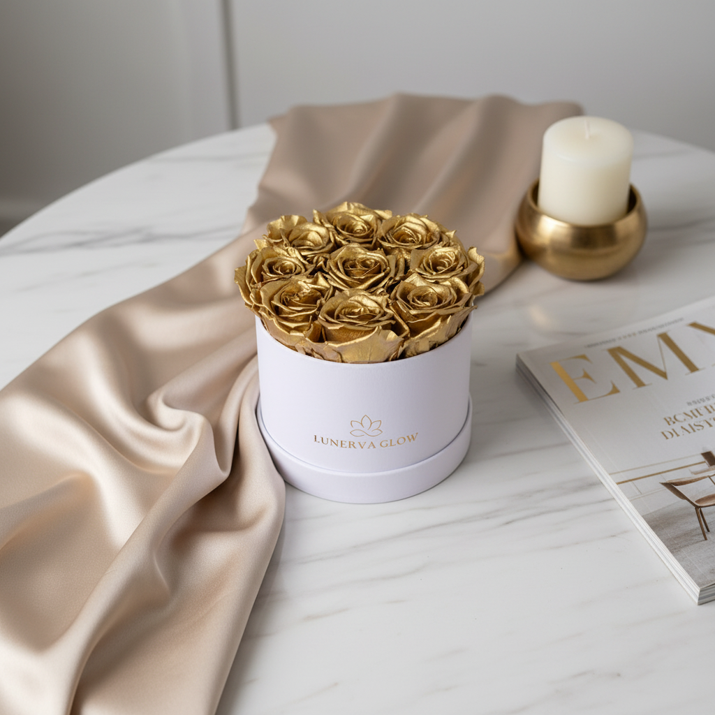 White Round Flowerbox |Gold