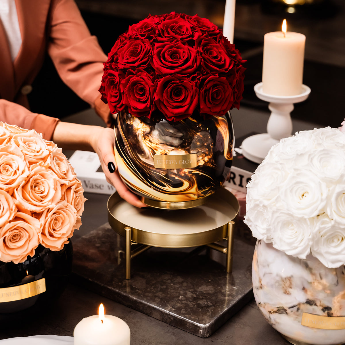 Black Metal Vase |Royal Red