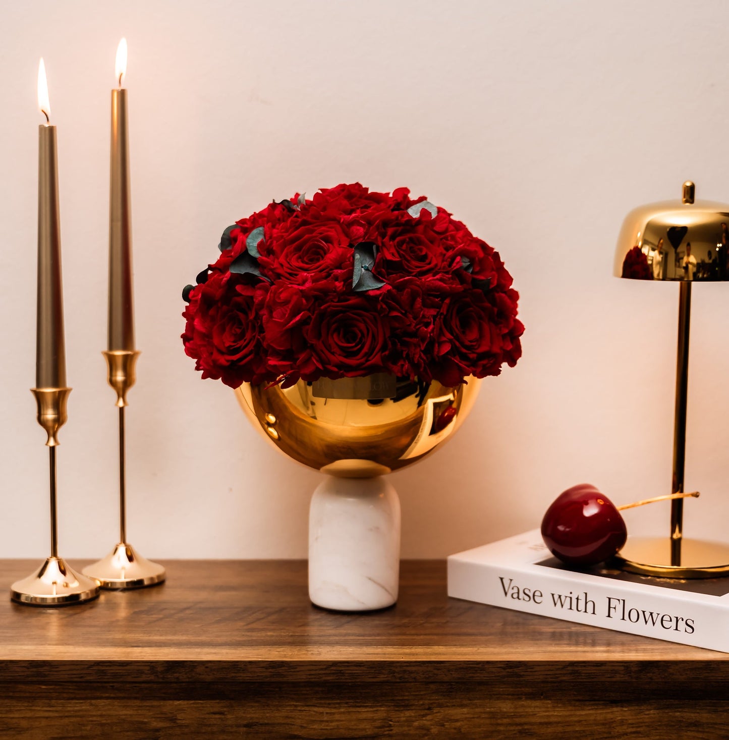 White Marble Bowl Flowermix |Red|M