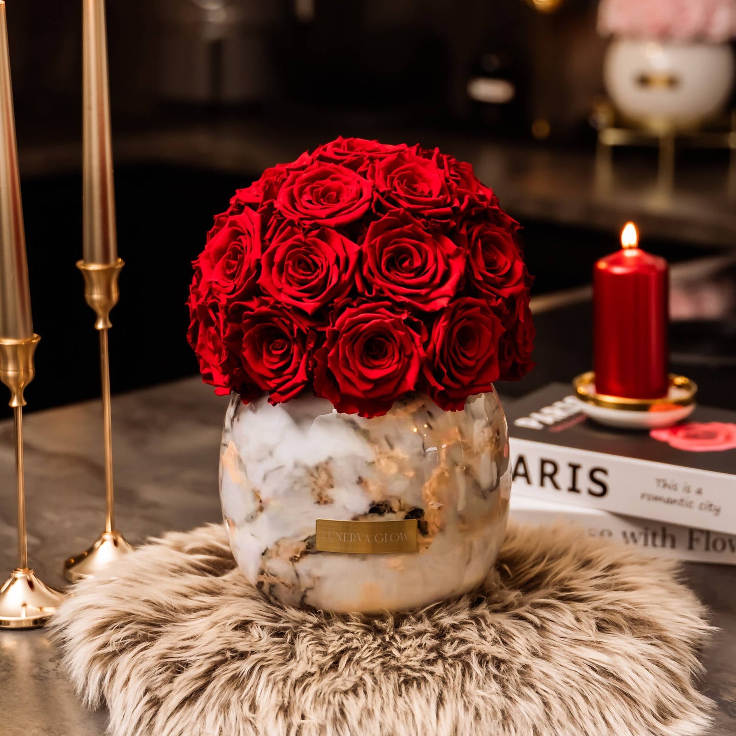 White Metal Vase |Red|M