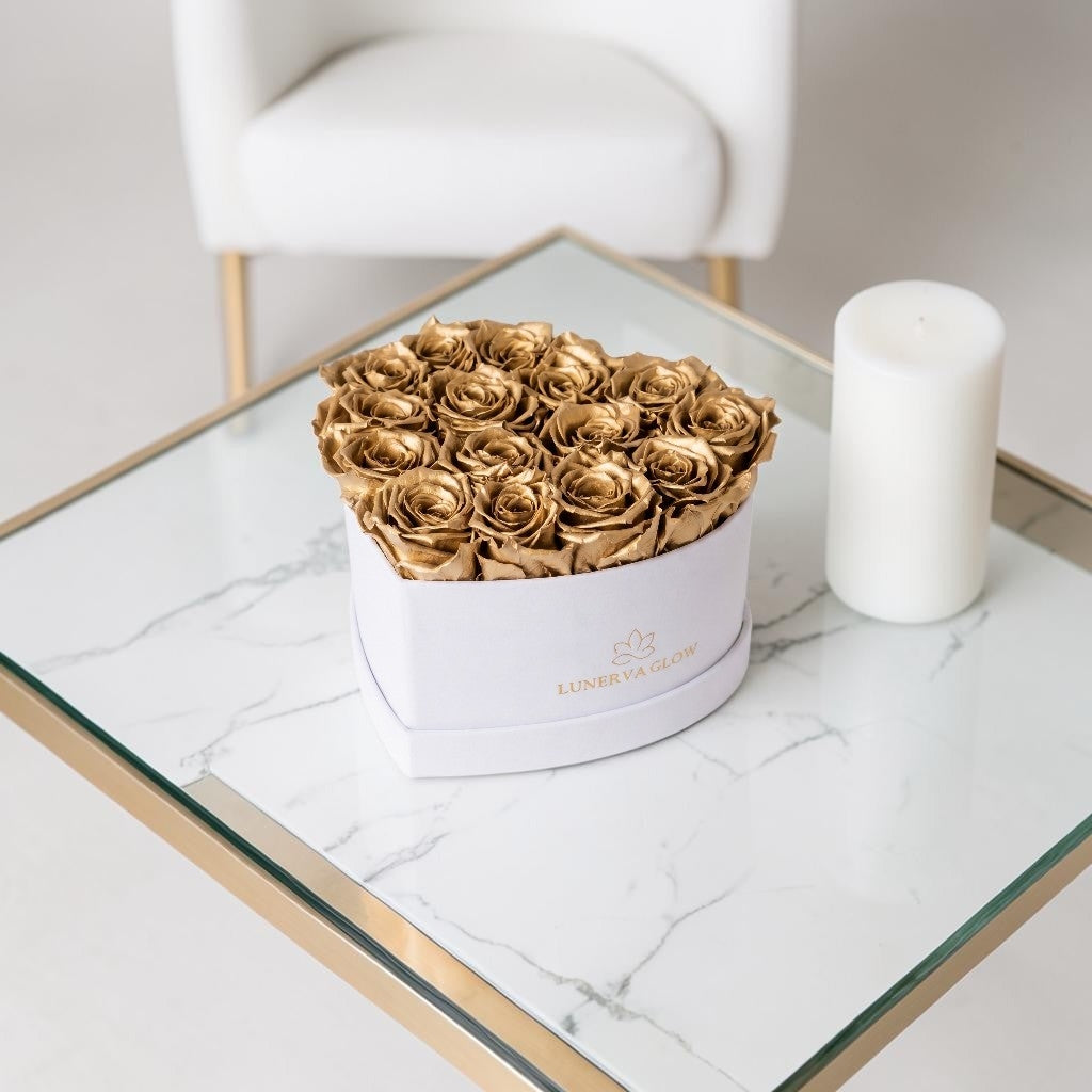 White Velvet Heartbox |Gold