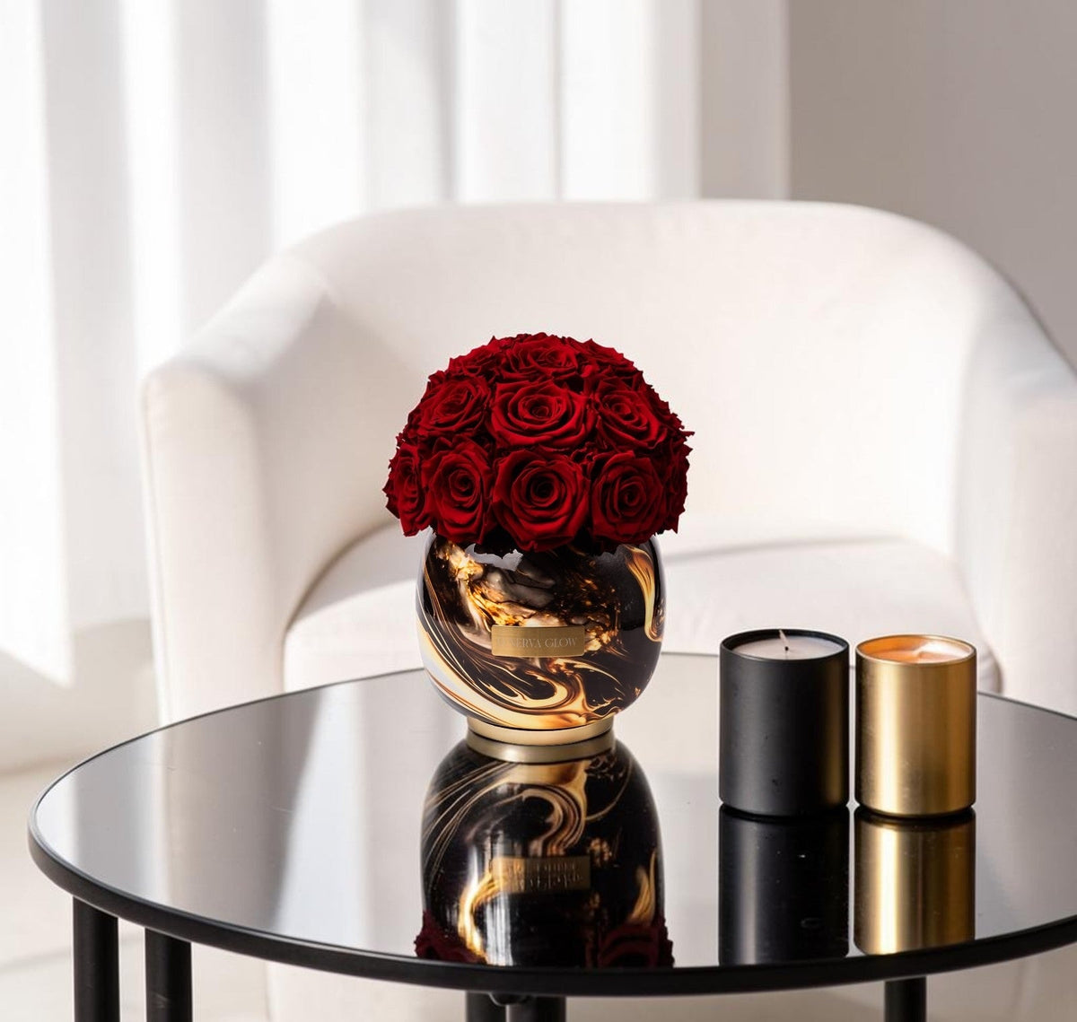 Black Metal Vase |Royal Red