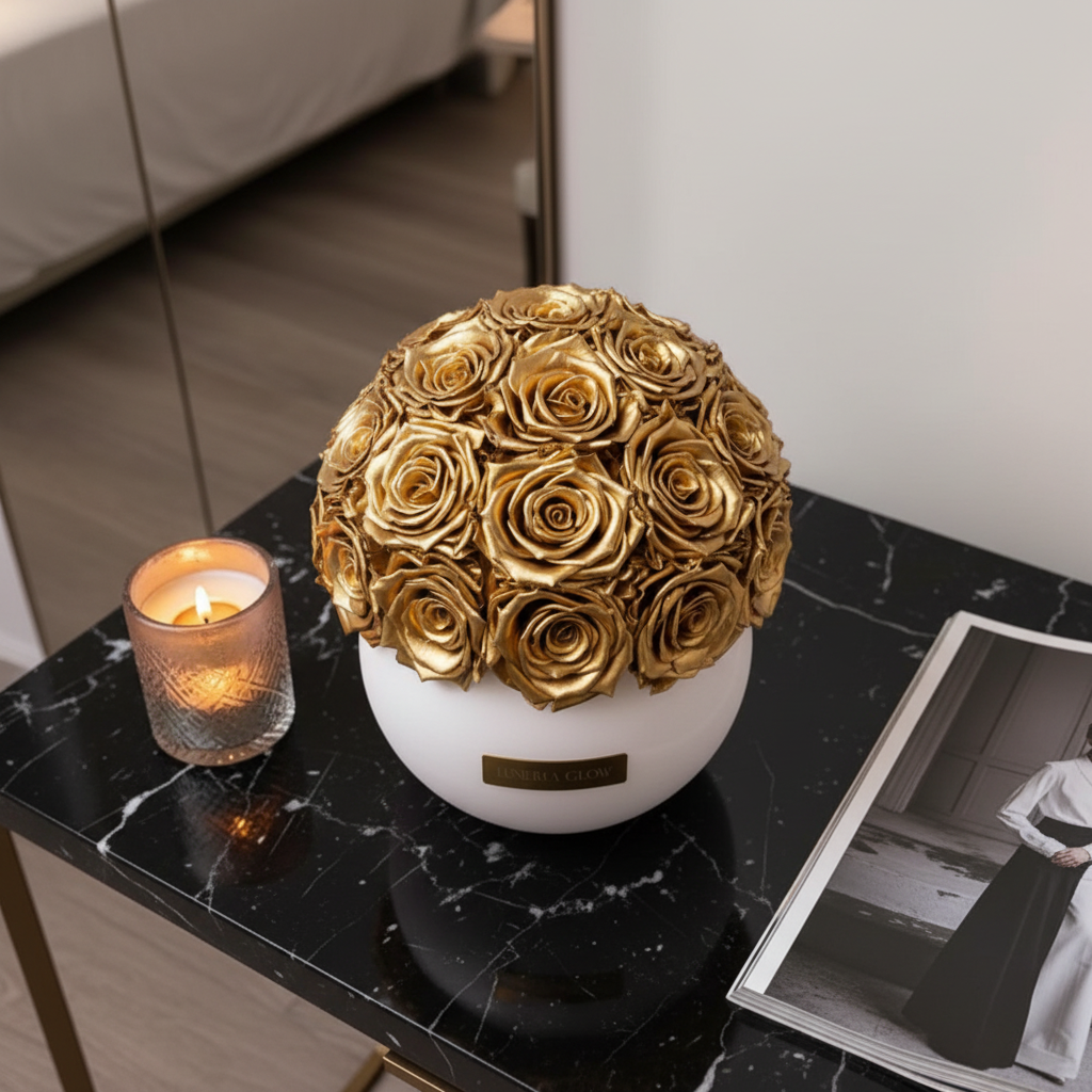 White Glass Vase |Gold