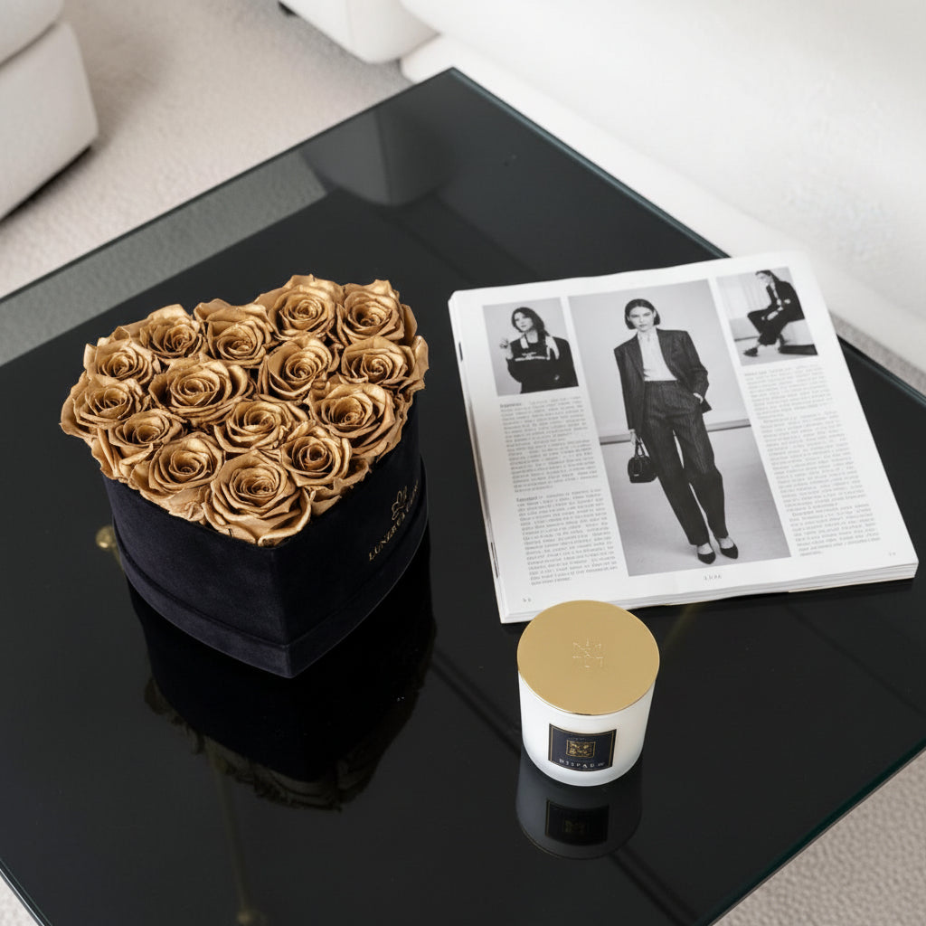Black Velvet Heartbox |Gold