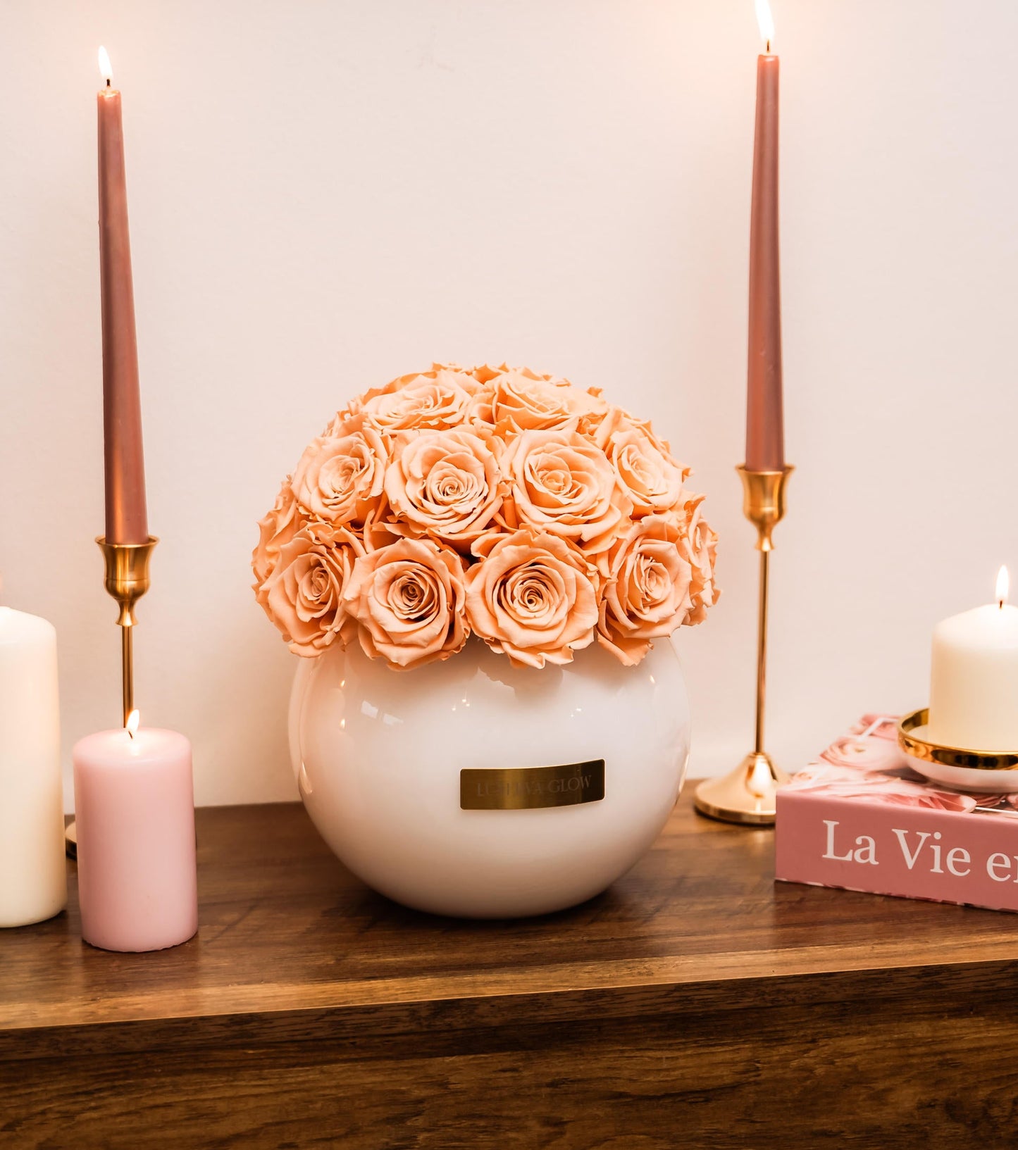 White Glass Vase |Peach|M