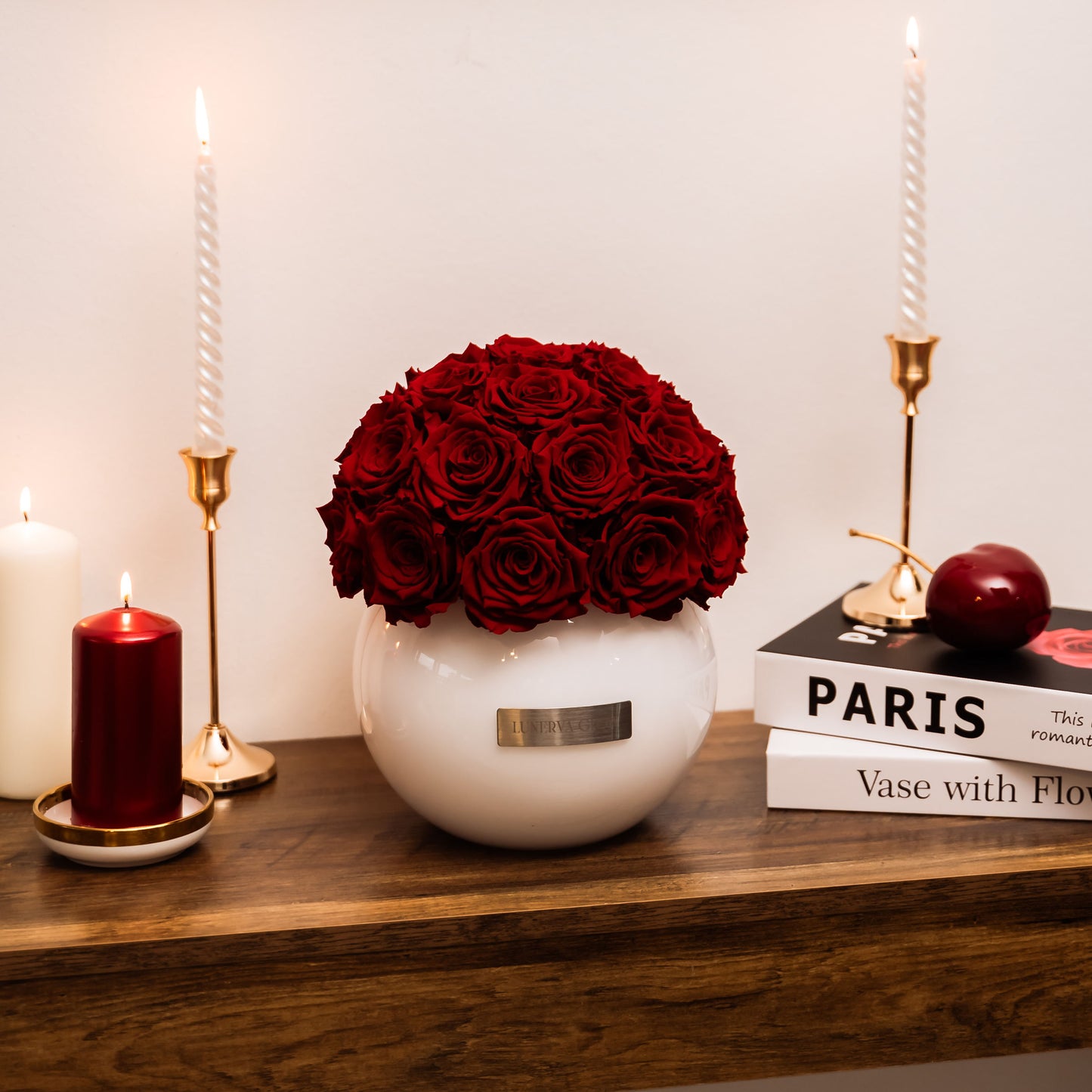 White Glass Vase |Red|M