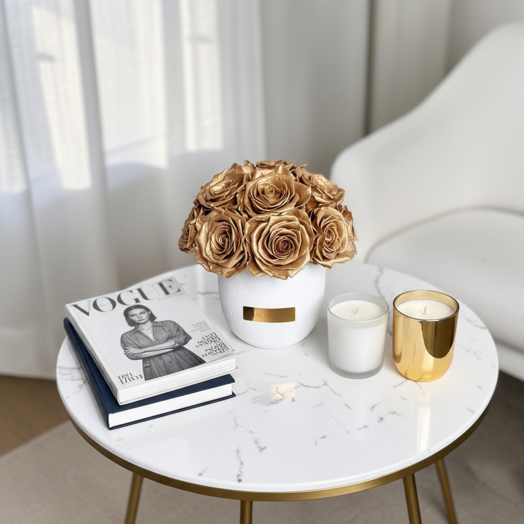 White Solid Vase | Gold