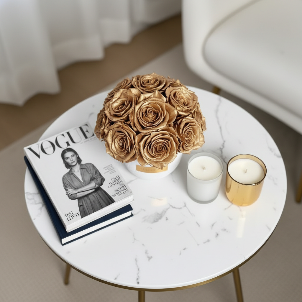 White Solid Vase | Gold